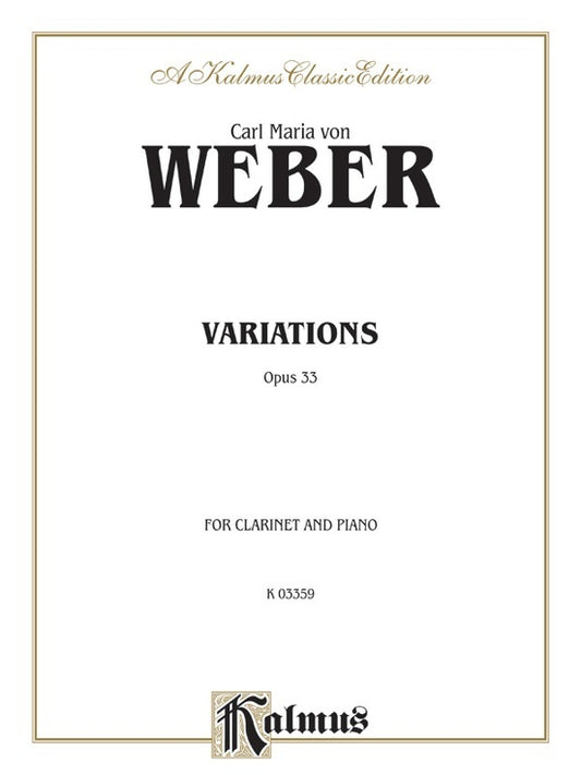 Variations Op 33 for Clarinet and Piano Sheet Music