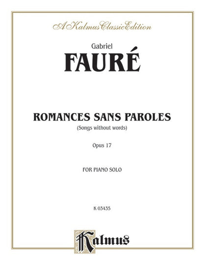 Faure Romances Sans Paroles Op 17 Piano