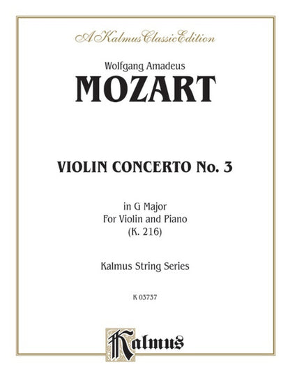 Concerto No 3 G K216 Violin/Piano