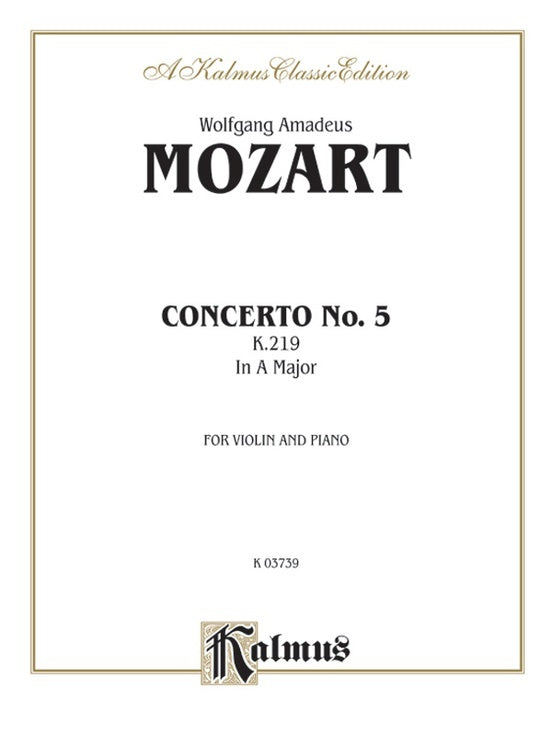 Violin Concerto No 5 K219 Sheet Music