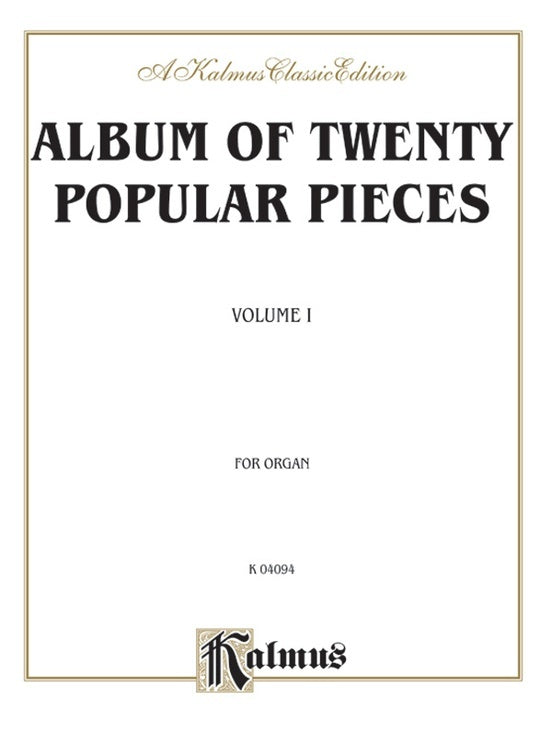 Album 20 Popular Pieces Book 1 for Piano and Organ Sheet Music