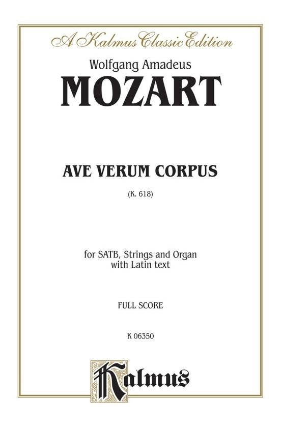 Ave Verum Corpus K618 SATB Choral Sheet Music