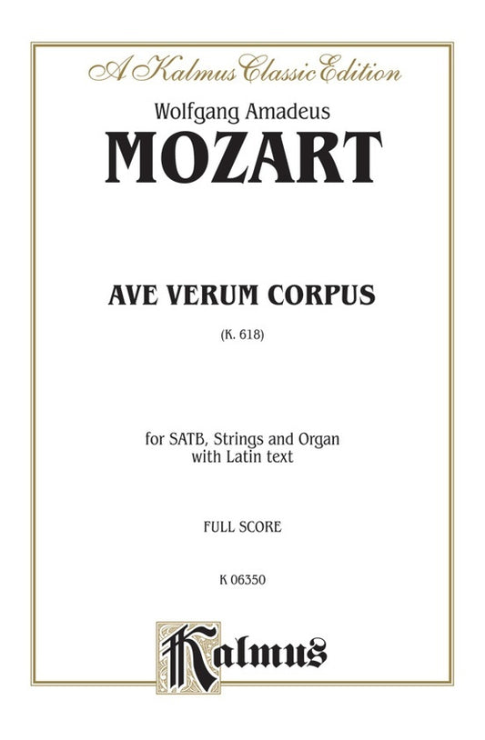 Ave Verum Corpus K618 SATB Choral Sheet Music