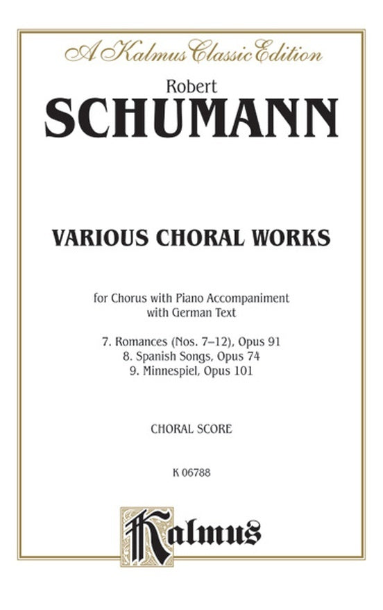 Various Choral Works Op 91 No 7-12 / Op 74 / Op 101 Sheet Music