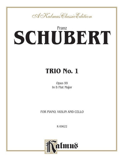 Trio No 1 B Flat D 898 Op 99 for Violin, Cello, and Piano Chamber Sheet Music