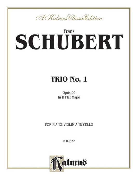 Trio No 1 B Flat D 898 Op 99 for Violin, Cello, and Piano Chamber Sheet Music