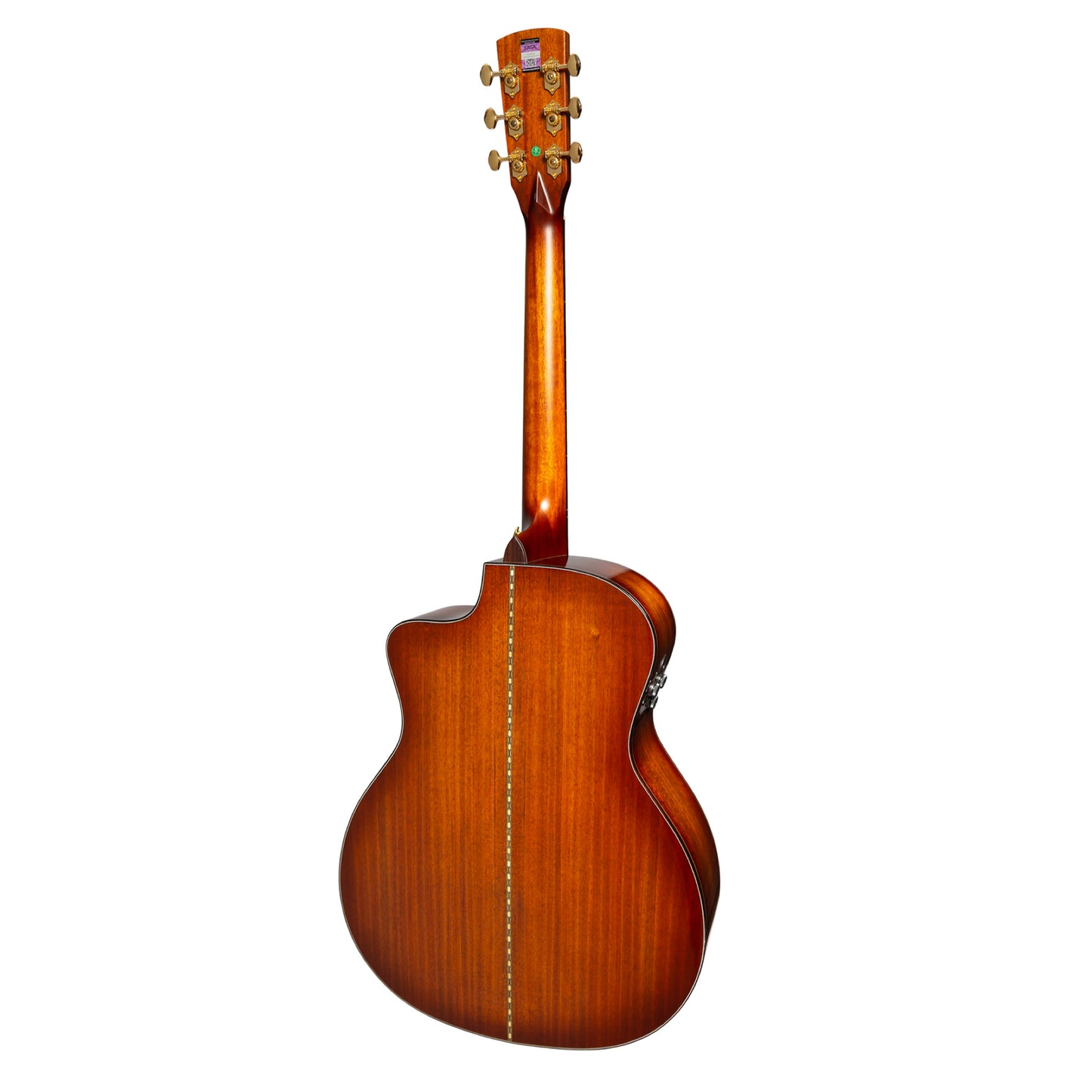 Saga K1GCNE Solid Koa Wood Acoustic-Electric Guitar with Fishman Pickups, Right-Handed, Glossy Finish, Includes High-End Brown Case — view 2