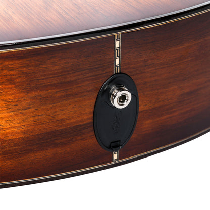 Saga K1GNE Solid Koa Grand Concert Acoustic-Electric Guitar with Fishman Pickup and High-End Brown Case — view 6