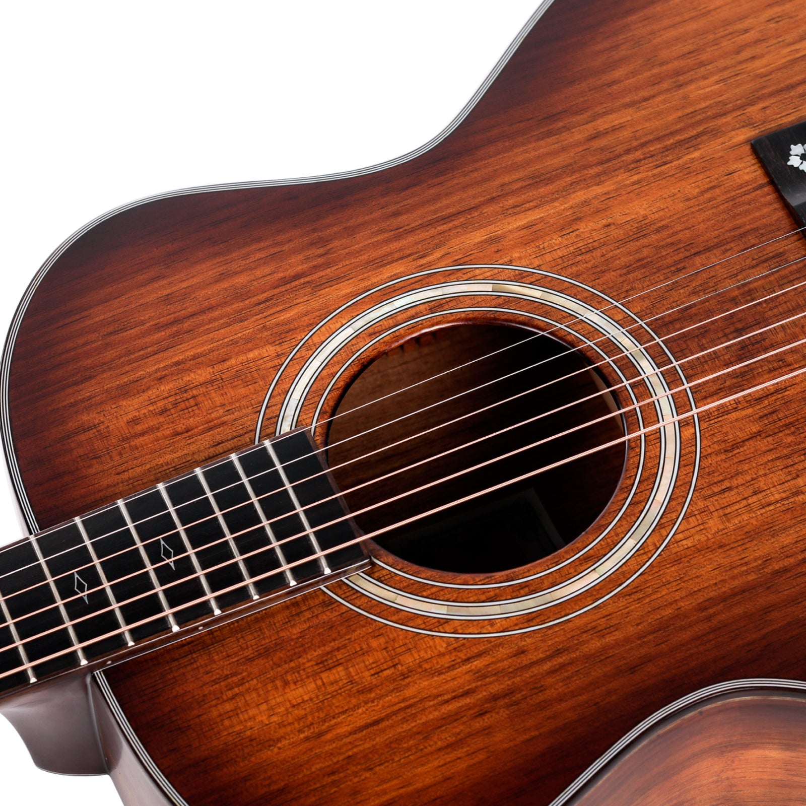 Saga K1GNE Solid Koa Grand Concert Acoustic-Electric Guitar with Fishman Pickup and High-End Brown Case — view 3