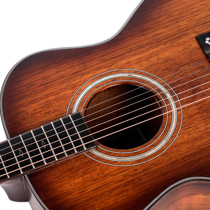 Saga K1GNE Solid Koa Grand Concert Acoustic-Electric Guitar with Fishman Pickup and High-End Brown Case — view 3