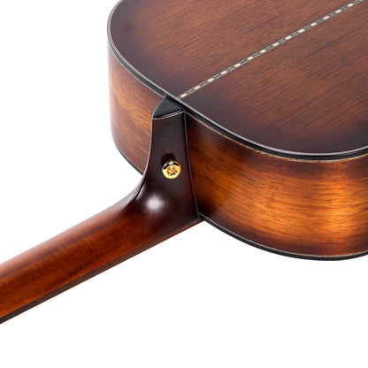 Saga K1GNE Solid Koa Grand Concert Acoustic-Electric Guitar with Fishman Pickup and High-End Brown Case — view 4