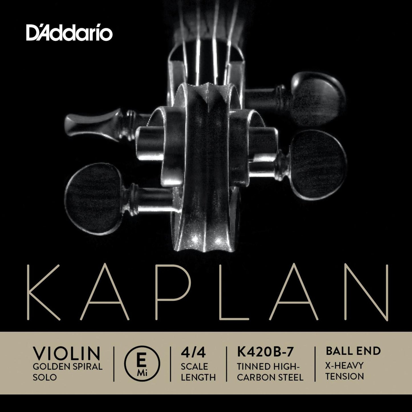 D'Addario Kaplan Ball End Violin Single E String, 4/4 Scale, Extra-Heavy Tension