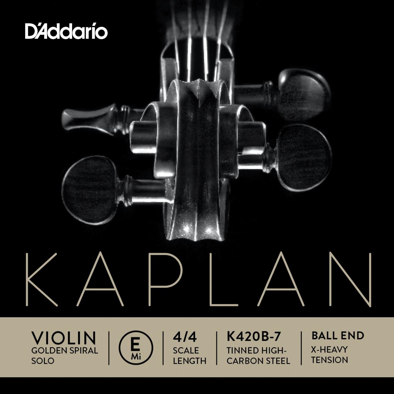 D'Addario Kaplan Ball End Violin Single E String, 4/4 Scale, Extra-Heavy Tension