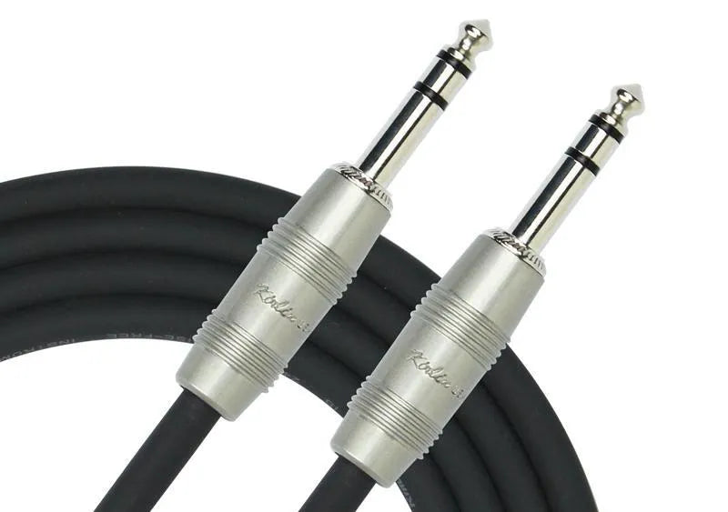 Kirlin 6ft 1/4" TRS to 1/4" TRS Cable, 20x2 Gauge Copper, 90% Spiral Shielding, Black PVC Jacket, SKU: KAP209PR-6