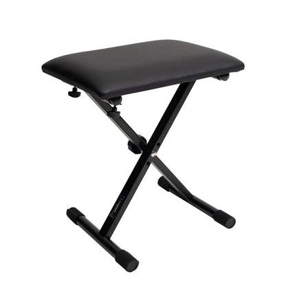 Crown KB-019-BLK Folding Keyboard Bench Stool with Foam-Padded Seat, Height Adjustable, Black