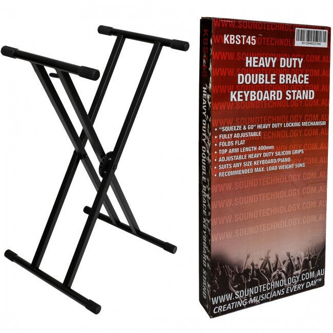 Casio KBST45 Double Braced Keyboard Stand with Adjustable Height and Width, Heavy Duty Construction, Folds Flat for Easy Storage