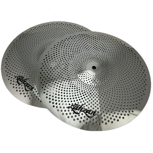 Kahzan Silent Series Hi-Hat Cymbals 14" - Handmade Stainless Steel, Reduced Volume for Practice and Performances