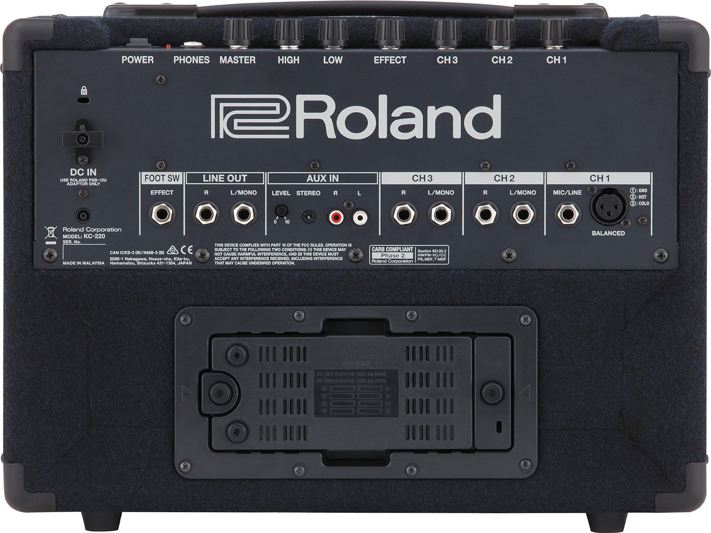 ROLAND KC-220 30W Battery Keyboard Amplifier - 3 Channel, 2x6" Speakers, High-Fidelity Sound, Versatile Connectivity — view 4