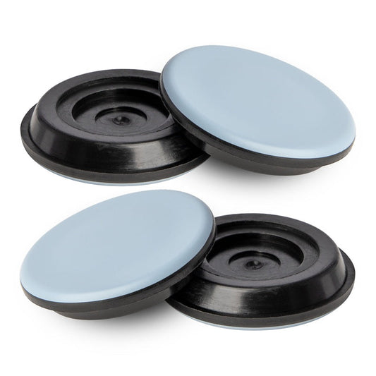 AMS Hemingway Slidable Plastic Piano Castor Cups - Set of 4, Black with Grey Base, Designed for Carpet, Protects Floors, Base Width 6.5cm