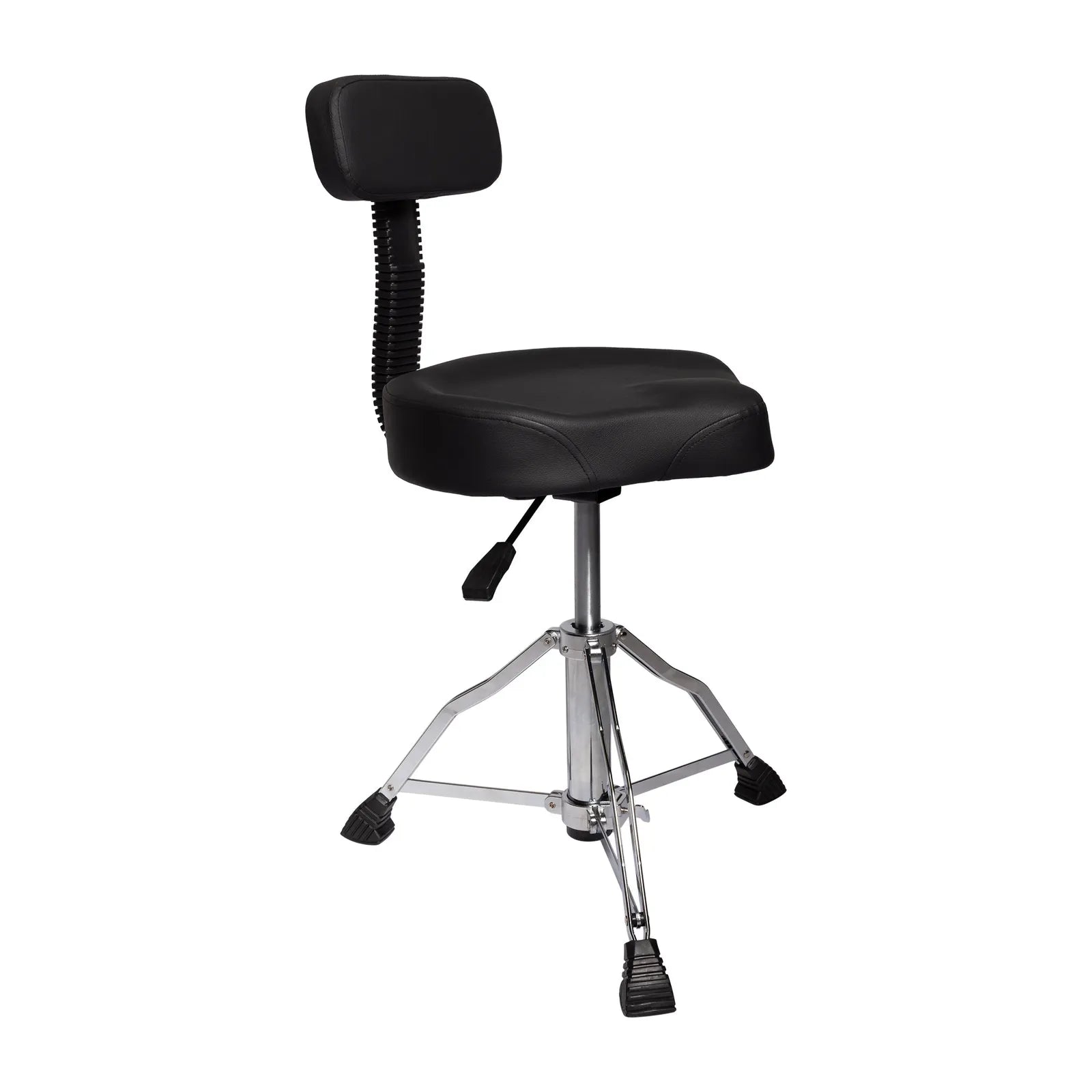 Kahzan Premium Drum Throne with Backplate - Chrome, Hydraulic Height Adjustment, Collapsible Double Braced Leg Base, Non-Slip Rubber Feet