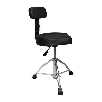 Kahzan Premium Drum Throne with Backplate - Chrome, Hydraulic Height Adjustment, Collapsible Double Braced Leg Base, Non-Slip Rubber Feet
