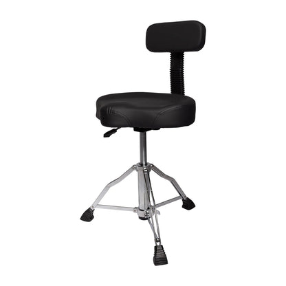 Kahzan Premium Drum Throne with Backplate - Chrome, Hydraulic Height Adjustment, Collapsible Double Braced Leg Base, Non-Slip Rubber Feet — view 3