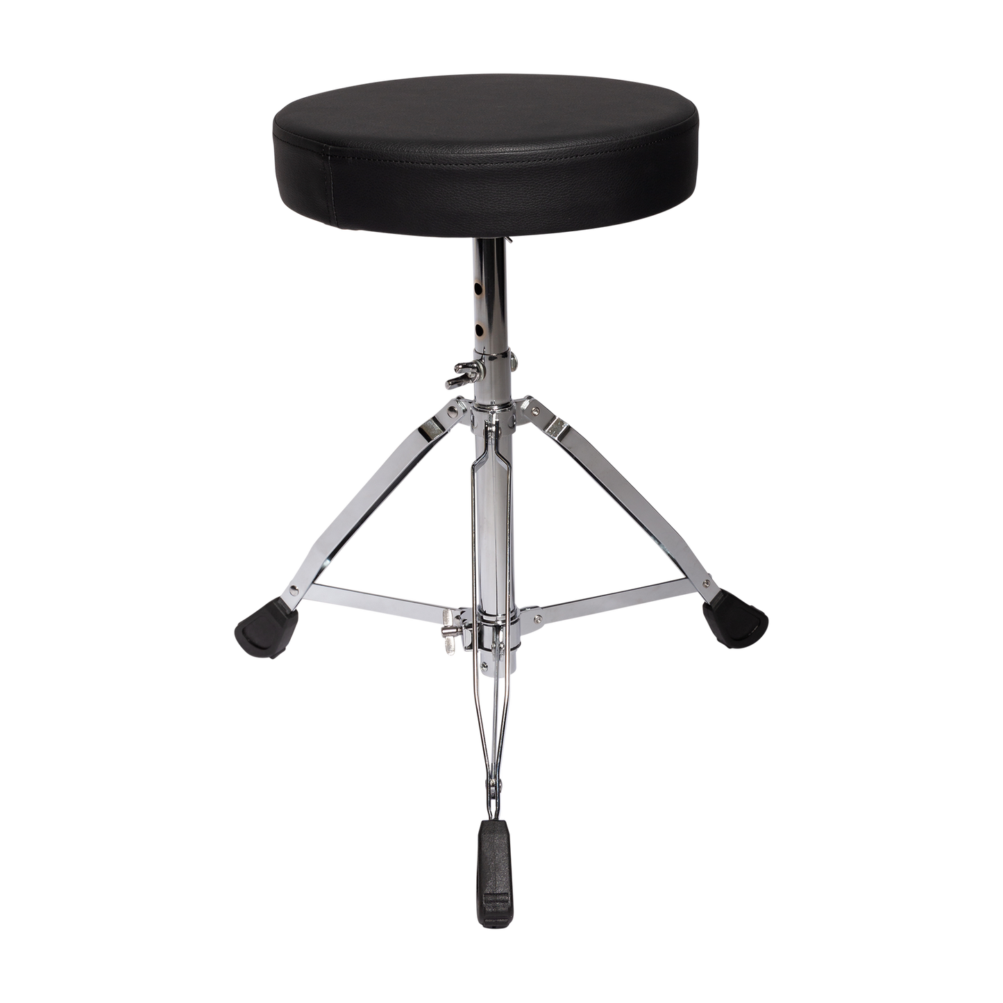 Kahzan Standard Drum Throne with Chrome Finish, Collapsible Double Braced Legs, Non-Slip Rubber Feet, Adjustable Height, Padded Vinyl Seat