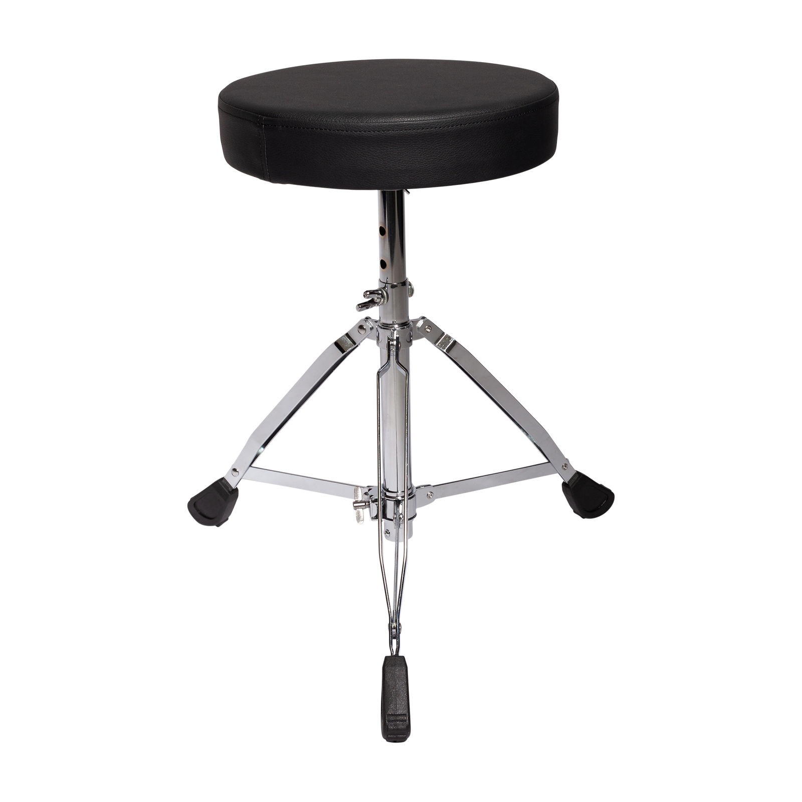 Kahzan Standard Drum Throne with Chrome Finish, Collapsible Double Braced Legs, Non-Slip Rubber Feet, Adjustable Height, Padded Vinyl Seat