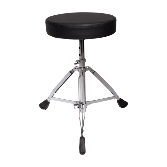 Kahzan Standard Drum Throne with Chrome Finish, Collapsible Double Braced Legs, Non-Slip Rubber Feet, Height Adjustable, Padded Vinyl Seat