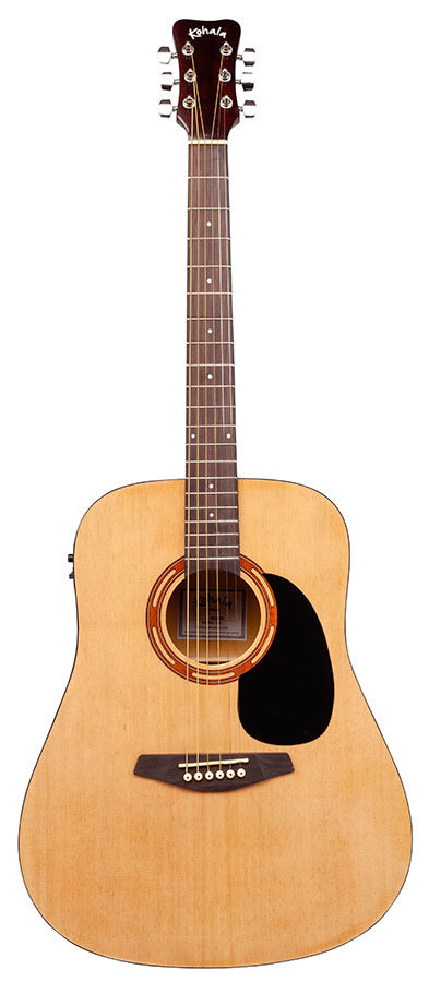Kohala KG100 Series Dreadnought Acoustic/Electric Guitar with Gig Bag - Natural Finish