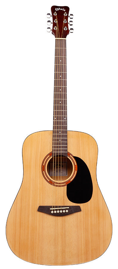 Kohala KG100 Series Dreadnought Acoustic Guitar with Gig Bag, Natural Finish