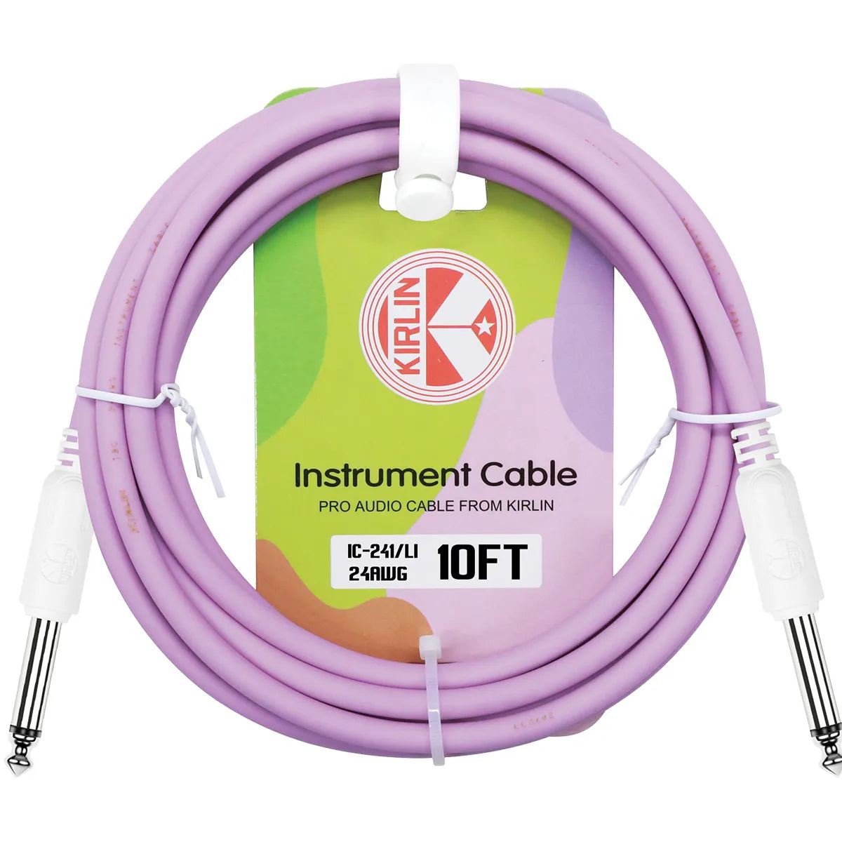 Kirlin Entry 24 Instrument Cable Lilac Purple 10FT - 1/4" Mono Plug, 24 Gauge CCAM Conductor, PVC Jacket, Limited Lifetime Warranty — view 3