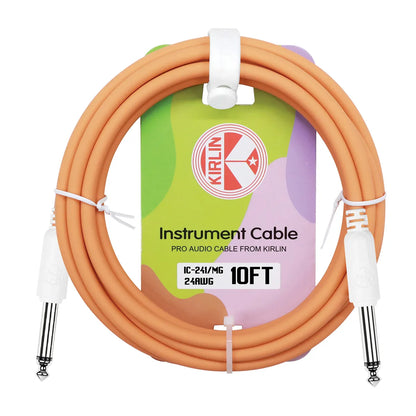 Kirlin Entry 24 Instrument Cable 10FT Mango Orange - 1/4" Mono Plug, 24 Gauge CCAM Conductor, 90% Spiral Shielding, Limited Lifetime Warranty — view 3