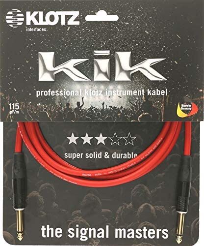 Klotz KIKKG30PPRT 3m KIK Pro Instrument Cable with Gold Plated Connectors and Klotz Straight Metal Jack - Red