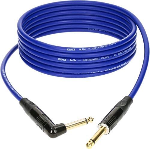 Klotz KIKKG60PRBL 6m KIK Pro Instrument Cable with Gold Plated Connectors and Klotz Right Angled Metal Jack - Blue