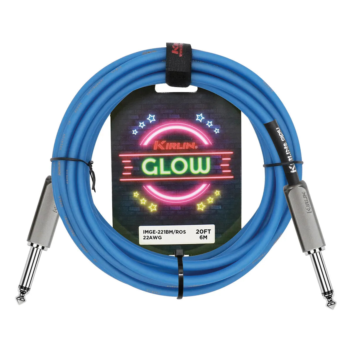 Kirlin 20FT Glow Instrument Cable Royal Sapphire KIMGE-221-BL-20 1/4" Mono Plug Premium 22-Gauge Copper Conductor with 90% Shielding — view 3