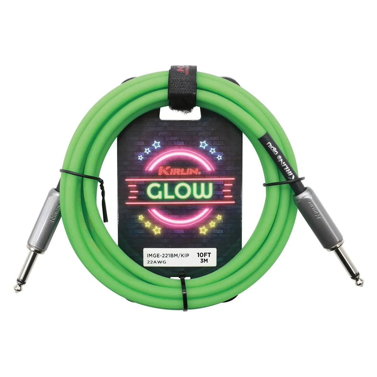 Kirlin 10FT Glow Instrument Cable Kiwi Pop KIMGE-221-GR-10 1/4" Mono Plug 22-Gauge Copper Conductor Limited Lifetime Warranty — view 3