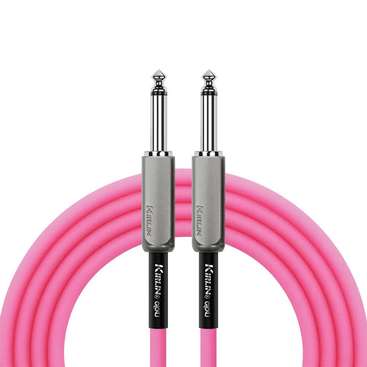 Kirlin 20FT Rose Glow Premium Instrument Cable with 1/4" Mono Plugs, 22-Gauge Copper Conductor, and 90% Shielding