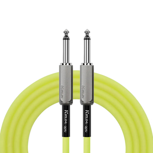 Kirlin 20FT Glow Instrument Cable Solar Pop KIMGE-221-YE-20 1/4" Mono Plug 22 Gauge Copper Conductor Limited Lifetime Warranty
