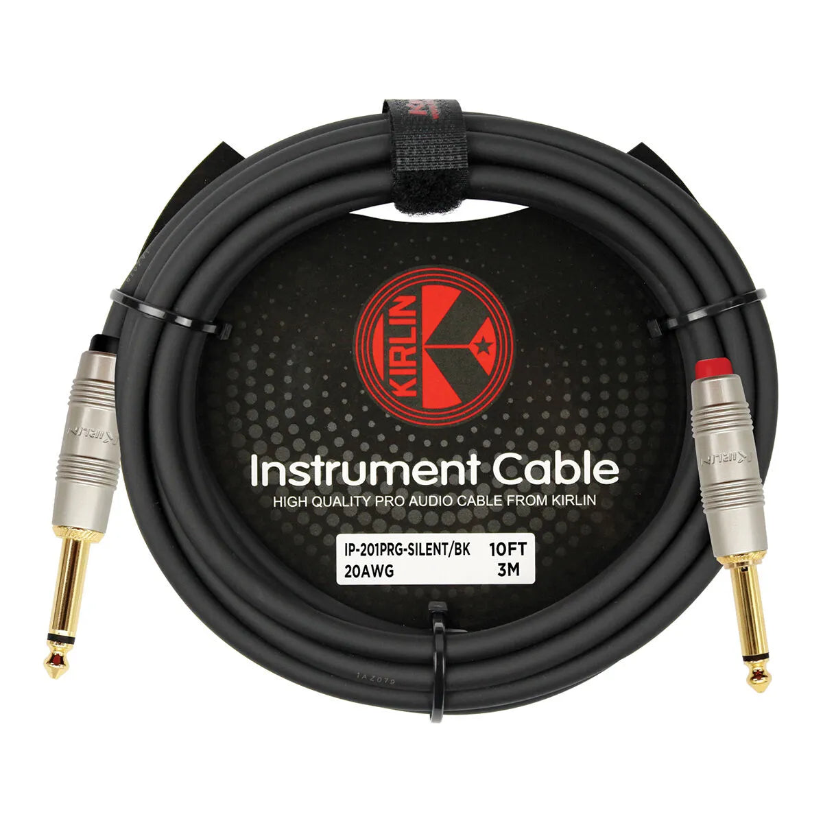 Kirlin 10FT Silent Plug Instrument Cable Black KIP201-SILENT-10 1/4" Mono Plug, 20 Gauge Copper Conductor, Limited Lifetime Warranty — view 3