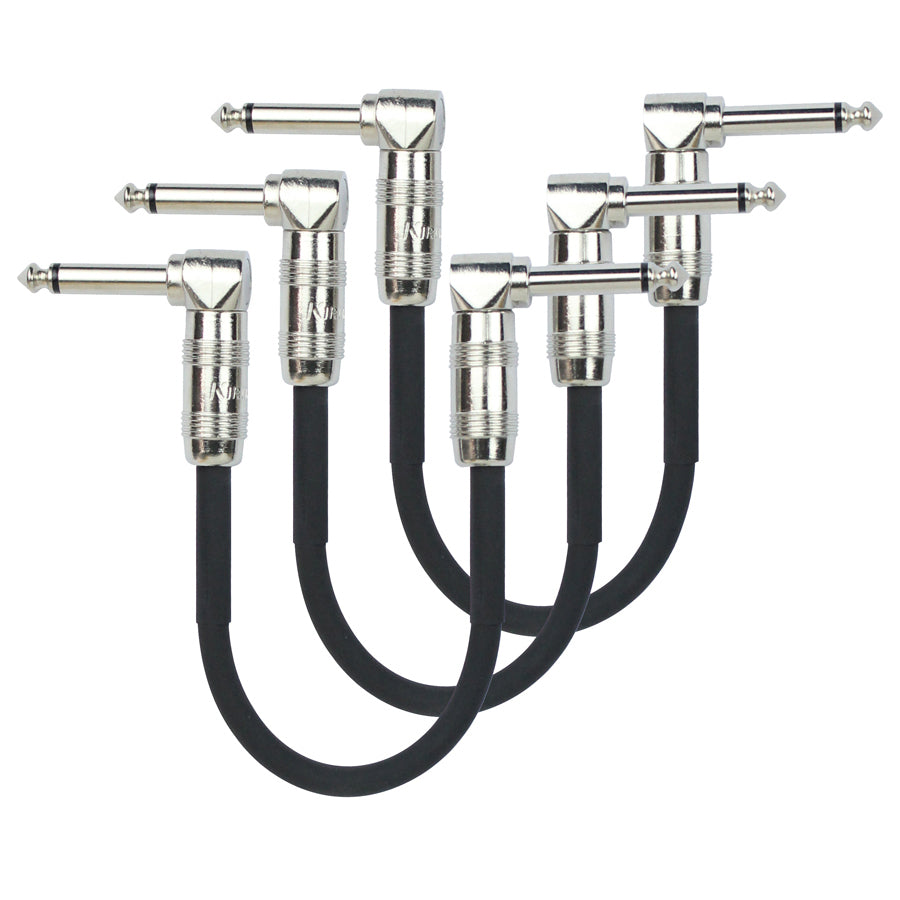 Kirlin Patch Cable 3-Pack 1Ft Right Angle Mono Plug - CCAM Shielding, PVC Jacket