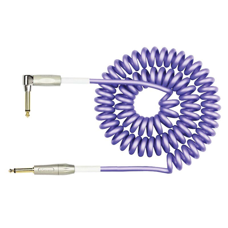 Kirlin IPK222PU 30ft Premium Coil Purple Instrument Cable RA - Straight Plug