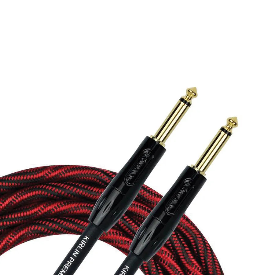 Kirlin 20ft Premium Plus Wave Red Instrument Cable with 1/4" Mono Plugs and 20 Gauge OFC Conductor