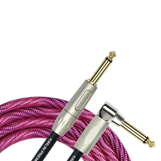 Kirlin 10ft Premium Plus Wave Pink Instrument Cable RA to Straight 1/4" Mono Plug [KIWB202WPP-20]
