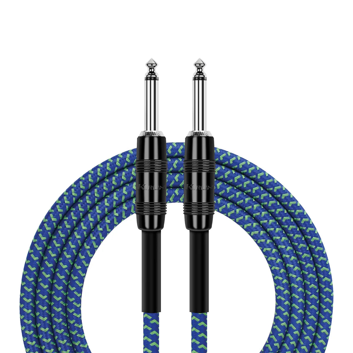 Kirlin 20ft Blue Entry Woven Instrument Cable with 1/4" Mono Plug [KIWC201BL-20] — view 4