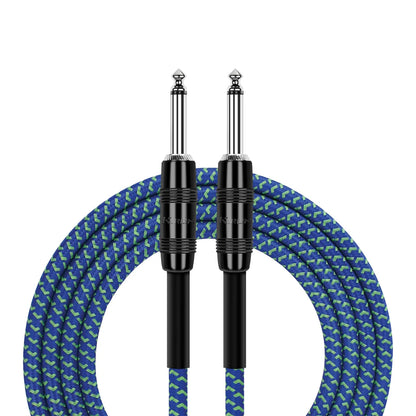Kirlin 20ft Blue Entry Woven Instrument Cable with 1/4" Mono Plug [KIWC201BL-20] — view 4