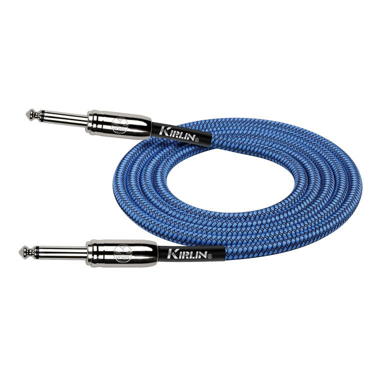 Kirlin 10ft Blue Entry Woven Instrument Cable with 1/4" Mono Plugs [KIWCC201BL-10] — view 5