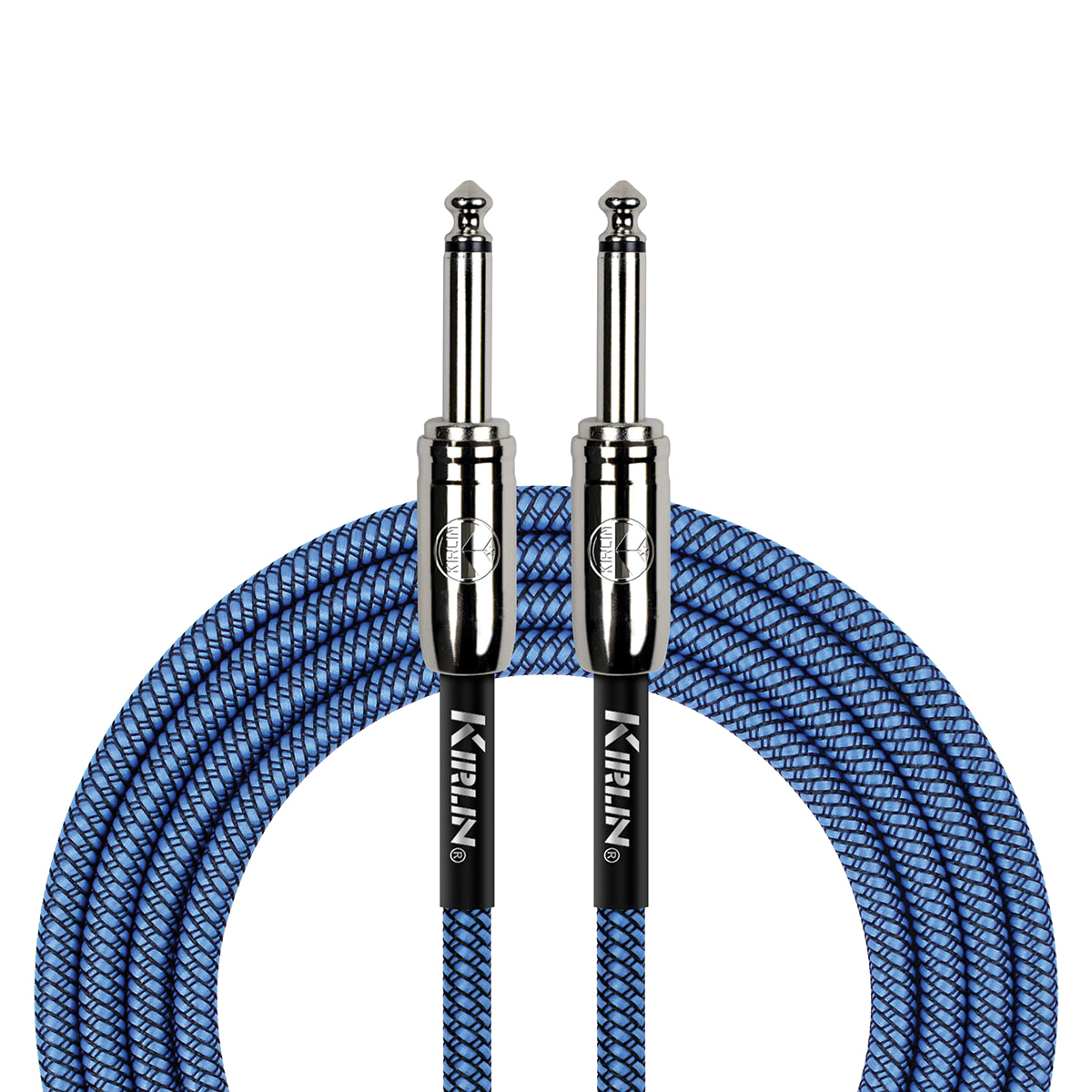 Kirlin 20ft Blue Entry Woven Instrument Cable with 1/4" Mono Plugs and 20 Gauge CCAM Conductor