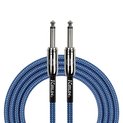 Kirlin 20ft Blue Entry Woven Instrument Cable with 1/4" Mono Plugs and 20 Gauge CCAM Conductor