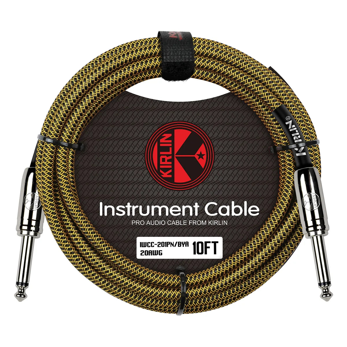 Kirlin 10ft Entry Woven Instrument Cable with Chrome Ends [KIWCC201BY-10] — view 4